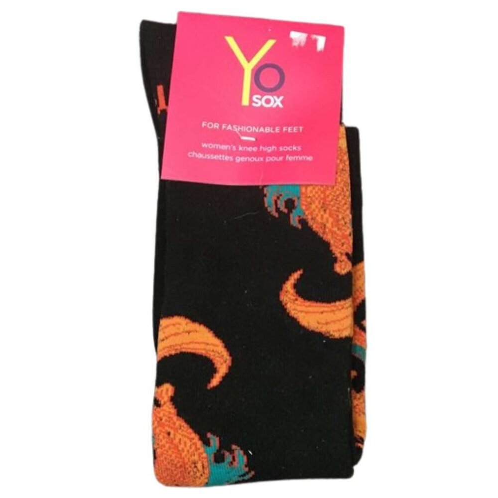 Yo Sox | Women's Black Koi Fish Knee High Socks | Size 6-10